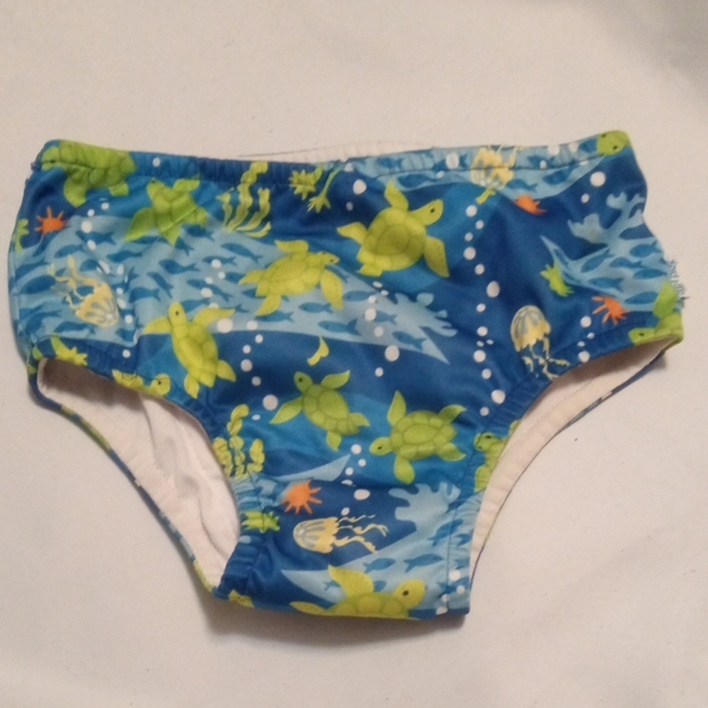 Blue Swim Diaper with Fish and Turtle Design